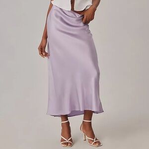 Reformation Layla Satin Purple Midi Slip Skirt